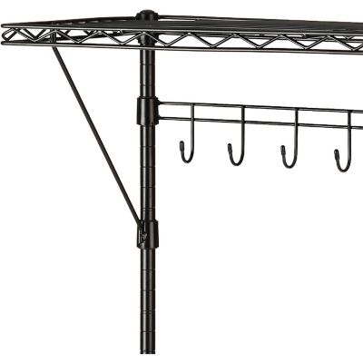 Image showing 7 th Whitmor Supreme Over, the-Fridge Shelf with Mug and Cup Hooks, 56.5 H x 23 W x 15.75 D in., Black