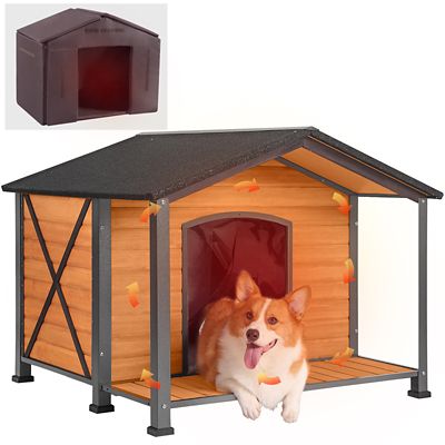 Aivituvin Waterproof Insulated Indoor/Outdoor Wooden Dog House with Liner