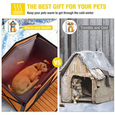 Image showing  Waterproof Insulated Indoor/Outdoor Wooden Dog House with Liner, Large