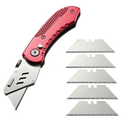 JobSmart Utility Knife with 5 Blades, Red, 24UWS2002