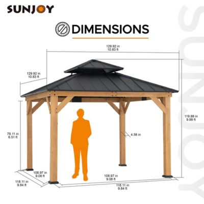 Image showing 6 th Sunjoy Wooden Frame Hardtop Gazebo with Ceiling Hook