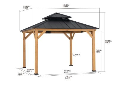 Image showing 7 th Sunjoy Wooden Frame Hardtop Gazebo with Ceiling Hook