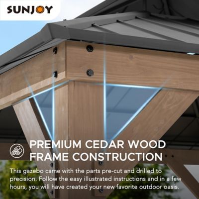 Image showing  Wooden Frame Hardtop Gazebo with Ceiling Hook