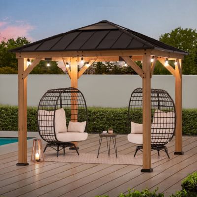Image showing  9 ft. x 9 ft. Cedar Framed Gazebo with Steel & Polycarbonate Hip Roof Hardtop