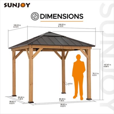 Image showing  9 ft. x 9 ft. Cedar Framed Gazebo with Steel & Polycarbonate Hip Roof Hardtop