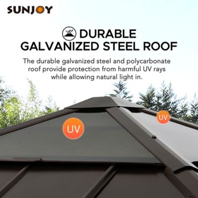 Image showing  9 ft. x 9 ft. Cedar Framed Gazebo with Steel & Polycarbonate Hip Roof Hardtop