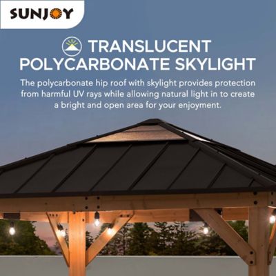 Image showing  9 ft. x 9 ft. Cedar Framed Gazebo with Steel & Polycarbonate Hip Roof Hardtop