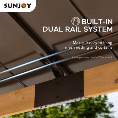 Image showing 6 th Sunjoy 9 x 9ft. Cedar Framed Gazebo with Steel & Polycarbonate Hip Roof Hardtop