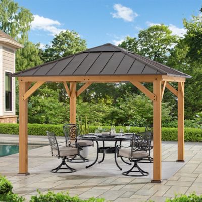 Image showing  Cedar Framed Gazebo with Steel and Polycarbonate Hip Roof