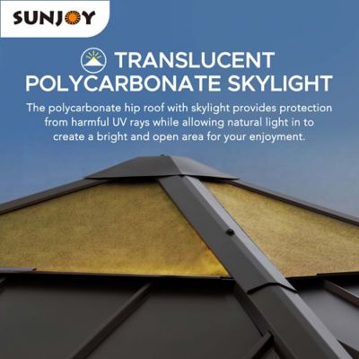 Image showing  Cedar Framed Gazebo with Steel and Polycarbonate Hip Roof