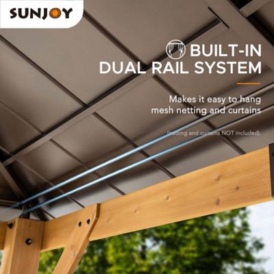Image showing 6 th Sunjoy Cedar Framed Gazebo with Steel and Polycarbonate Hip Roof