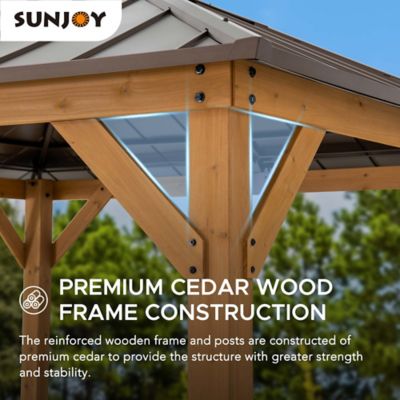 Image showing 7 th Sunjoy Cedar Framed Gazebo with Steel and Polycarbonate Hip Roof