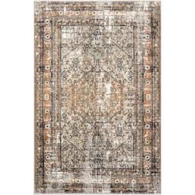 nuLOOM Charvi Distressed Medallion Fringe Polypropylene Area Rug