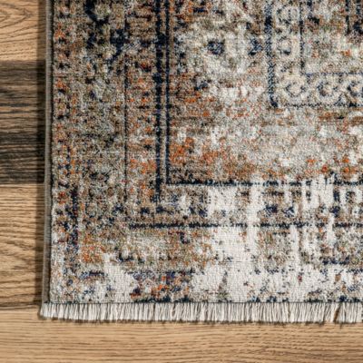 Image showing  Charvi Distressed Medallion Fringe Polypropylene Area Rug