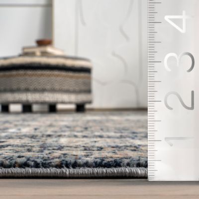 Image showing  Charvi Distressed Medallion Fringe Polypropylene Area Rug