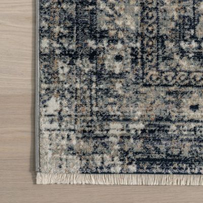 Image showing  Charvi Distressed Medallion Fringe Polypropylene Area Rug