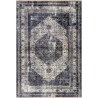 nuLOOM Charvi Distressed Medallion Fringe Polypropylene Area Rug
