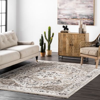 Image showing  Oliveira Floral Medallion Fringe Area Rug