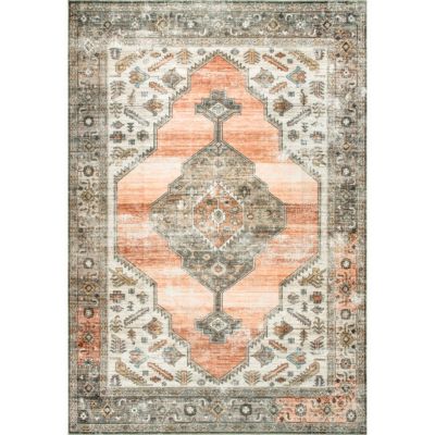nuLOOM Gracie Distressed Medallion Machine Washable Area Rug