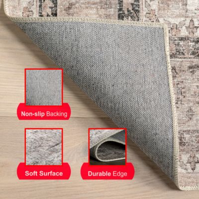 Image showing  Davi Faded Stain-Resistant Polyester Area Rug, Machine Washable
