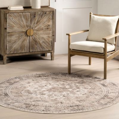 Image showing  Davi Faded Stain-Resistant Polyester Area Rug, Machine Washable