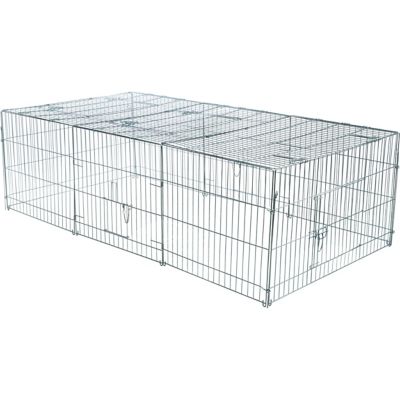 TRIXIE Enclosed Outdoor 34 cu. Ft. Galvanized Metal Small Animal Cage with 5 Doors, Silver