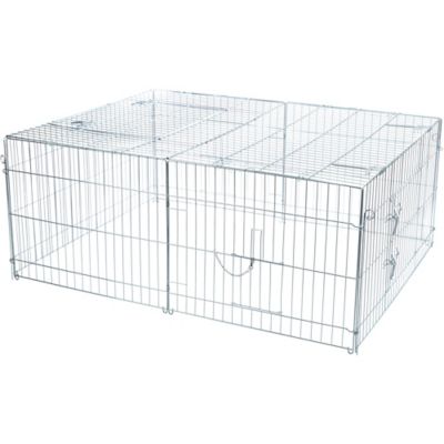 TRIXIE Enclosed Outdoor 34 cu. Ft. Galvanized Metal Small Animal Cage with 5 Doors, Silver