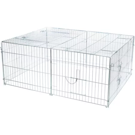 TRIXIE Galvanized Metal Enclosed Outdoor Small Animal Cage with 5 Doors 34 cu ft Silver Small Pet Cages