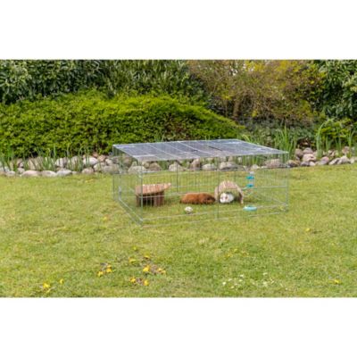 Image showing  Enclosed Outdoor Galvanized Metal Small Animal Cage with 5 Doors, 34 cu. ft., Silver