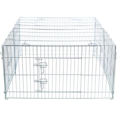 Image showing 5 th TRIXIE Enclosed Outdoor Galvanized Metal Small Animal Cage with 5 Doors, 34 cu. ft., Silver