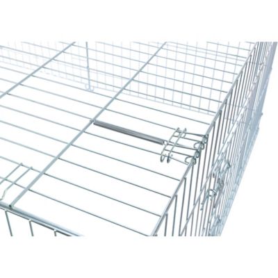 Image showing 6 th TRIXIE Enclosed Outdoor Galvanized Metal Small Animal Cage with 5 Doors, 34 cu. ft., Silver