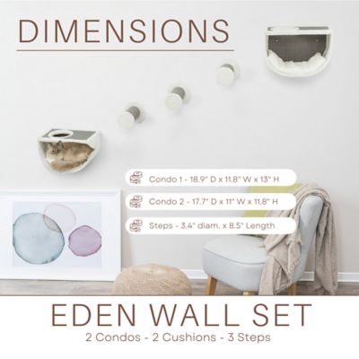 Image showing  Eden Wall Mount Cat Tree Set, 2 Condos with 3 Steps, Cat Furniture, Scratching Post