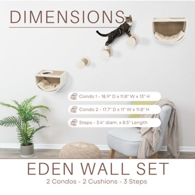 Image showing  Eden Wall Mount Cat Tree Set, 2 Condos with 3 Steps, Cat Furniture, Scratching Post