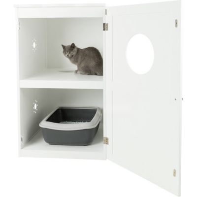 Image showing  2-Story Cat Litter Box Enclosure, Hide Litter Box, Indoor Cat Furniture, Pet Home Side Table, White