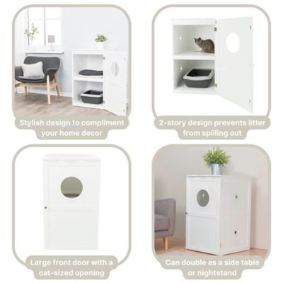 Image showing 5 th TRIXIE 2-Story Cat Litter Box Enclosure, Hide Litter Box, Indoor Cat Furniture, Pet Home Side Table, White