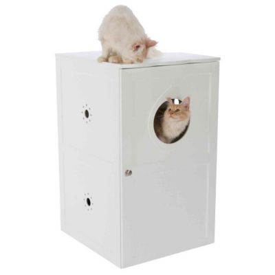 Image showing 9 th TRIXIE 2-Story Cat Litter Box Enclosure, Hide Litter Box, Indoor Cat Furniture, Pet Home Side Table, White