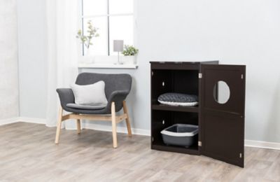 Image showing  2-Story Cat Litter Box Enclosure, Hide Litter Box, Indoor Cat Furniture, Pet Home Side Table, Brown