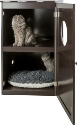 Image showing  2-Story Cat Litter Box Enclosure, Hide Litter Box, Indoor Cat Furniture, Pet Home Side Table, Brown