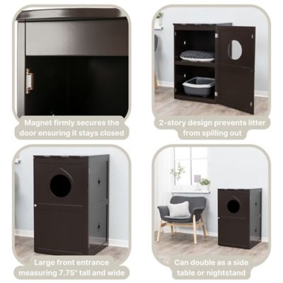 Image showing  2-Story Cat Litter Box Enclosure, Hide Litter Box, Indoor Cat Furniture, Pet Home Side Table, Brown