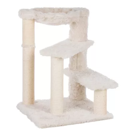 TRIXIE Baza Senior 27.6" Plush and Sisal Scratching Post Hammock 2 Platforms Easy Climb Cream Cat Trees & Condos