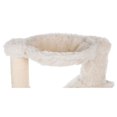 Image showing  27.6 in. Baza Senior Plush & Sisal Scratching Post, Hammock, 2 Platforms, Climb Easy, Cream