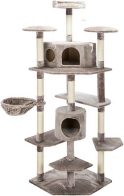 TRIXIE Roma 72" Cat Tower, 7-Level Sisal & Plush Cat Tree, Cat Scratcher 2-Condos Multiple Platforms Dangling Cat Toy