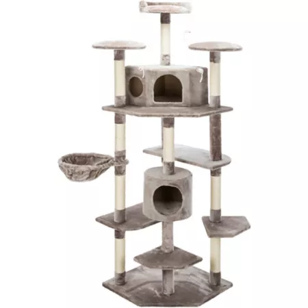 TRIXIE 72" 7-Tier Roma Cat Tower Sisal and Plush Cat Tree 2 Condo Cat Scratching Post Multi-Platform Hanging Cat Toy Cat Trees & Condos