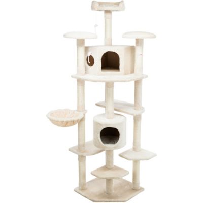 TRIXIE 72 in. 7-Level Roma Cat Tower, Sisal & Plush Cat Tree, Cat Scratcher 2-Condos Multiple Platforms Dangling Cat Toy