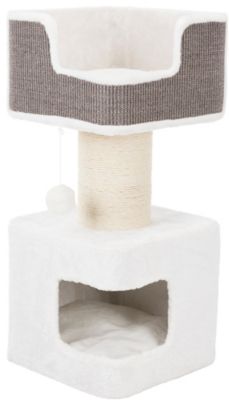 TRIXIE 33.9 in. Ava XXL Cat Tree, Thick Scratching Post, Cat Condo, Cozy Platform with Cushion, Dangling Cat Toy, Gray