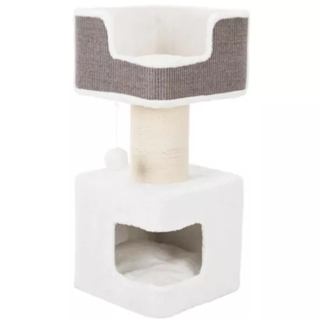 TRIXIE 33.9" Ava XXL Cat Tree Thick Scratching Post Cat Condo Comfortable Platform with Cushion Dangling Cat Toy Gray Cat Trees & Condos