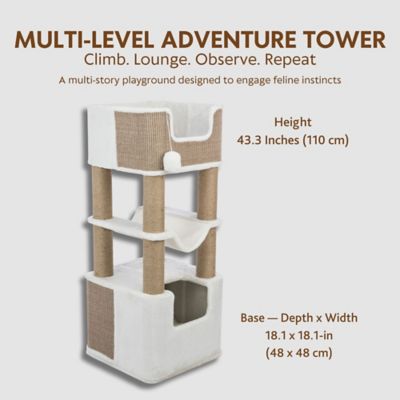 Image showing  Lucano XXL Jute & Plush 3-Level 43.3 in. Cat Tree, Scratching Posts and Condo, Brown