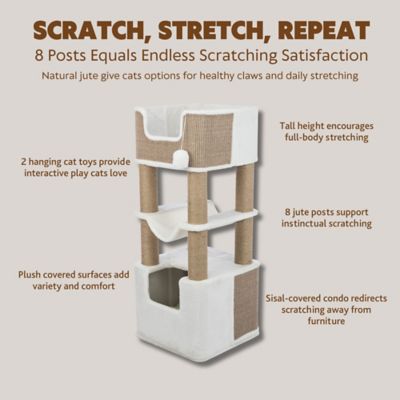 Image showing  Lucano XXL Jute & Plush 3-Level 43.3 in. Cat Tree, Scratching Posts and Condo, Brown