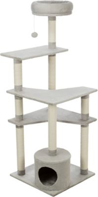 TRIXIE 64.75 in. Seli Plush 4-Level 59 in. Cat Tree with Sisal Scratching Posts, Condo & Cat Toy