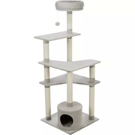 TRIXIE Seli Plush 4-Tier Cat Tree 64.75" 59" with Sisal Scratching Posts Condo and Cat Toy Cat Trees & Condos